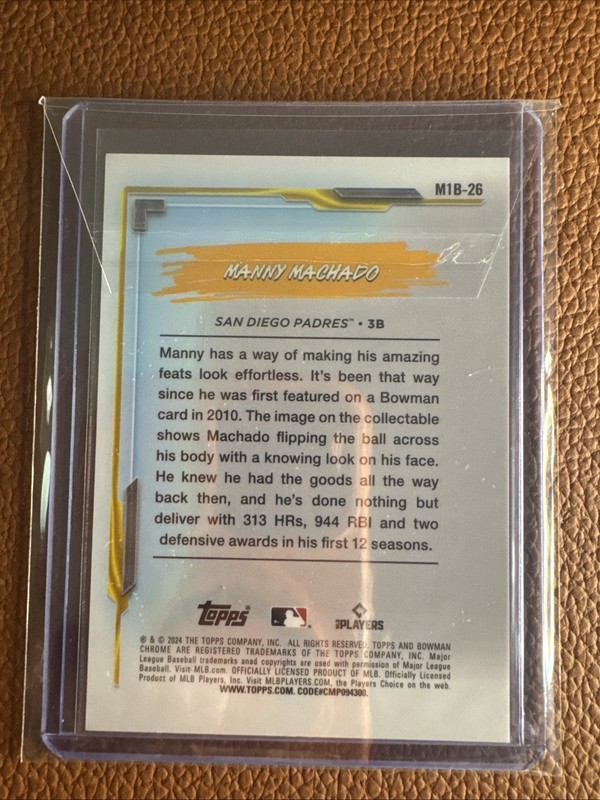 2024 Bowman Chrome - My 1st Bowman Manny Machado #M1B-26 Yellow Mojo... view 2