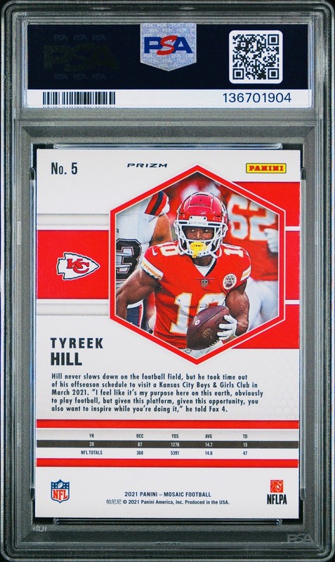 2021 Mosaic Tyreek Hill #5 - GENESIS - PSA 10 view 2