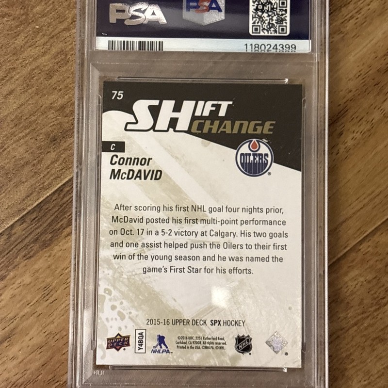 PSA 8 NM-MT 2015 Upper Deck SPX CONNOR McDAVID Rookie RC #75  view 2