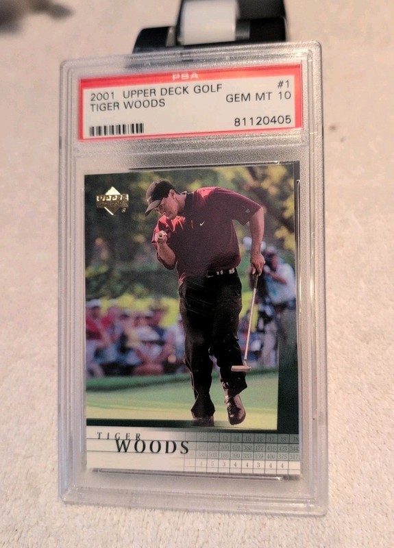 2001 Upper Deck Golf Tiger Woods #1 Rookie Card PSA 10 Gem Mint HOF