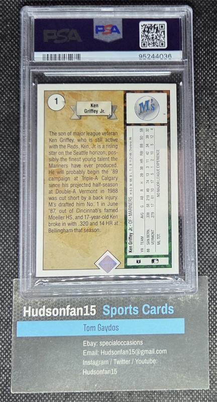 Ken Griffey Jr. 1989 Upper Deck #1 Star Rookie RC PSA 9 Mint Seattle Mariners view 2