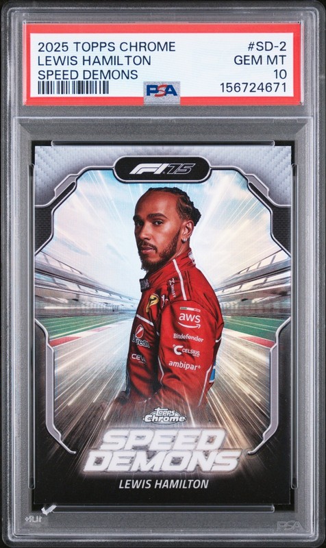 LEWIS HAMILTON 2025 TOPPS CHROME FORMULA 1 SPEED DEMONS PSA 10 GEM MINT