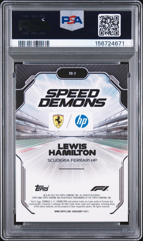 LEWIS HAMILTON 2025 TOPPS CHROME FORMULA 1 SPEED DEMONS PSA 10 GEM MINT view 2