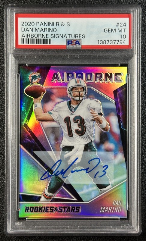 DAN MARINO PSA 10 2020 PANINI ROOKIES & STARS #AB-24 AIRBORNE AUTO 08/10
