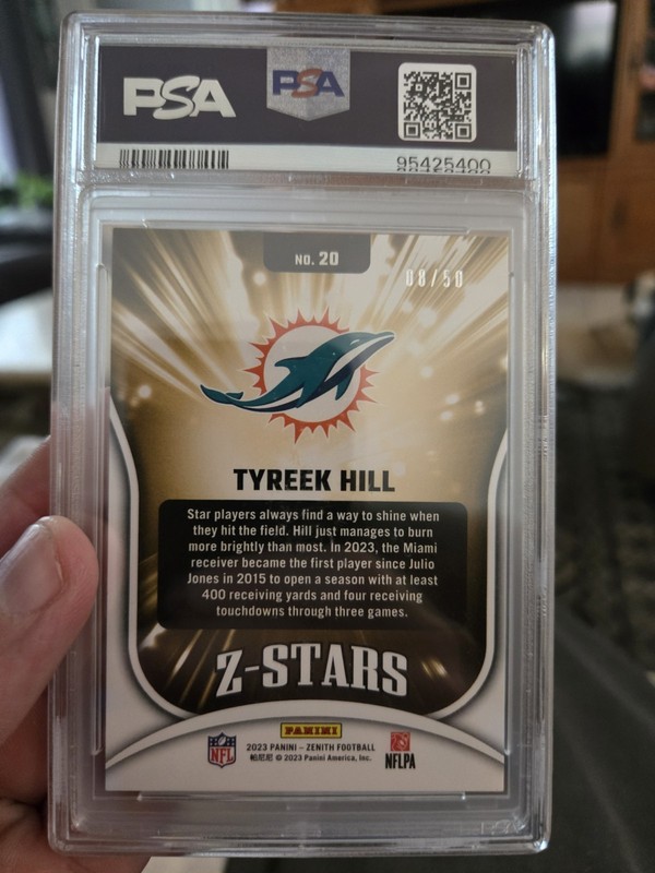 2023  Zenith  Tyreek Hill Z-Stars Copper /50 🔥 PSA 9 🔥 POP 2 None Higher!!!!!  view 2