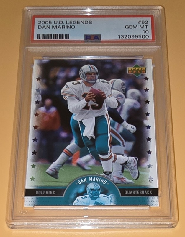 Dan Marino PSA 10 Low Pop 2005 Upper Deck NFL Legends Football 92 Miami Dolphins view 2