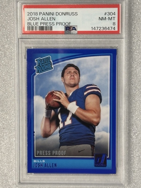 2018 Josh Allen Donruss Blue Press Proof #304 Rookie Card PSA 8