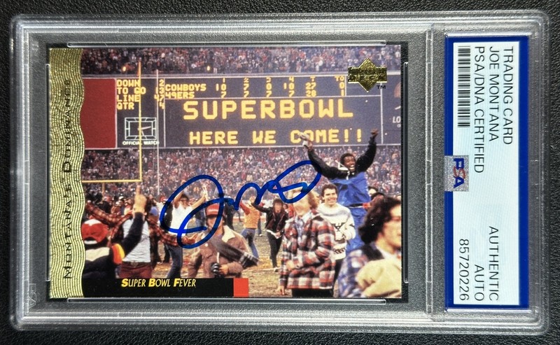 JOE MONTANA SUPER BOWL FEVER PSA DNA AUTH AUTO 1995 UPPER DECK #9 49ERS 0226