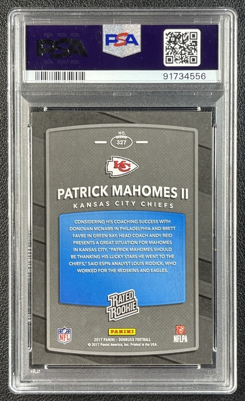 PATRICK MAHOMES II PSA 9 2017 PANINI DONRUSS #327 RATED ROOKIE RC CHIEFS 4556 view 2