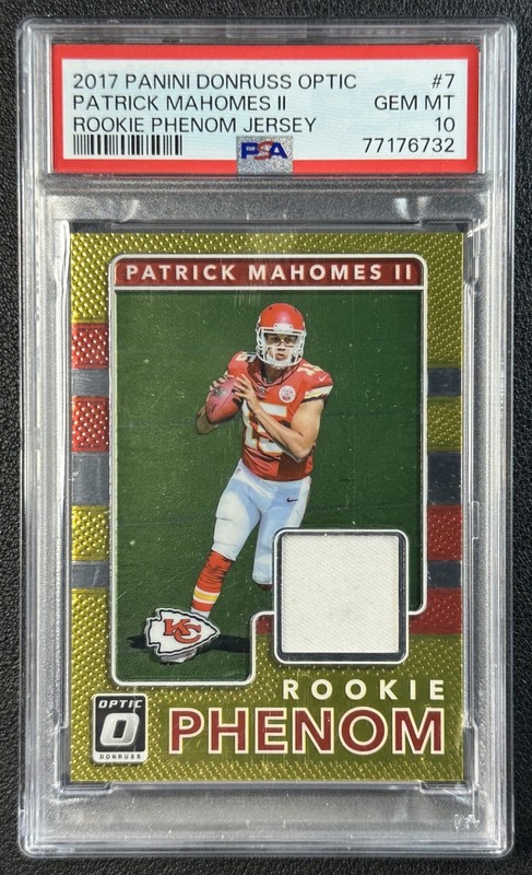 PATRICK MAHOMES II PSA 10 2017 PANINI DONRUSS OPTIC #7 ROOKIE PHENOM JERSEY RC