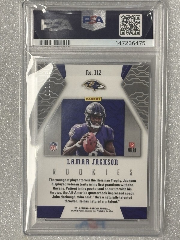 2018 Lamar Jackson Phoenix RED PSA 8 Rookie Card #112 view 2