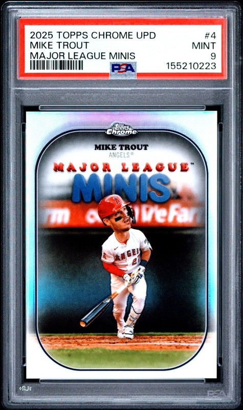 2025 Topps Chrome Update Mike Trout Major League Minis SSP SP PSA 9 Angels #4
