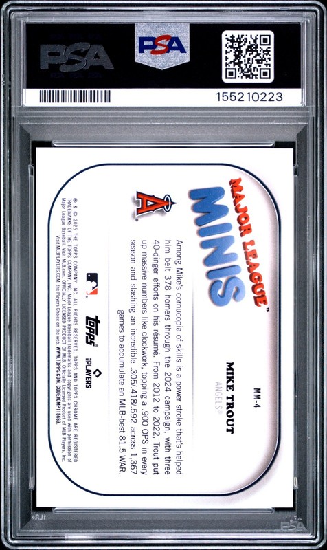 2025 Topps Chrome Update Mike Trout Major League Minis SSP SP PSA 9 Angels #4 view 2