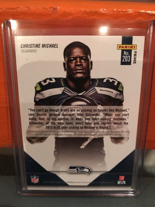 2013 Panini Absolute Football Logoman & Auto Christine Michael #’d 1/1 view 2