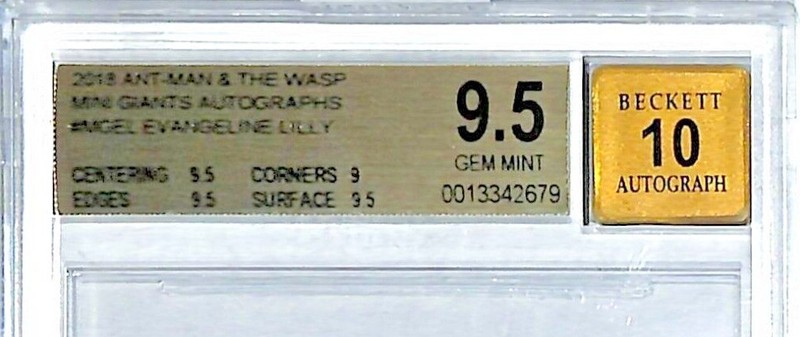 2018 Marvel Ant-Man & The Wasp Mini EVANGELINE LILLY Card Graded BGS 9.5 Auto 10 view 2