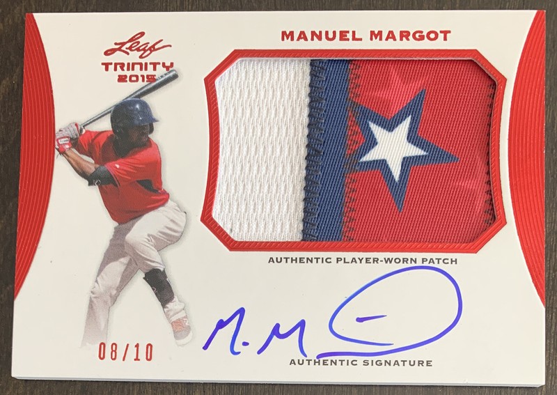 Manuel MARGOT 2015 Leaf Trinity RC Relic Patch Auto #PA-MM1 8/10 Red Sox Rays