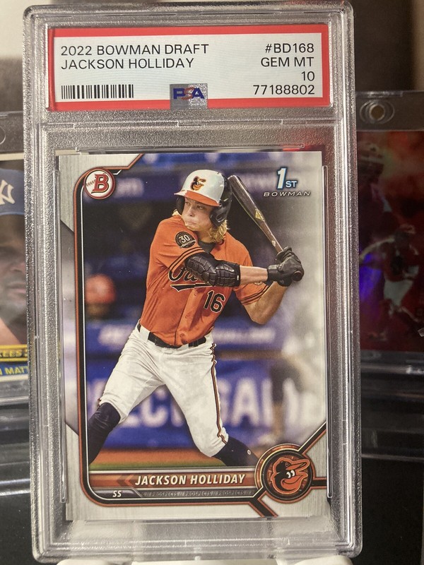 Jackson Holliday ROOKIE PSA 10 2022 Bowman 1st Draft Baltimore Orioles view 2