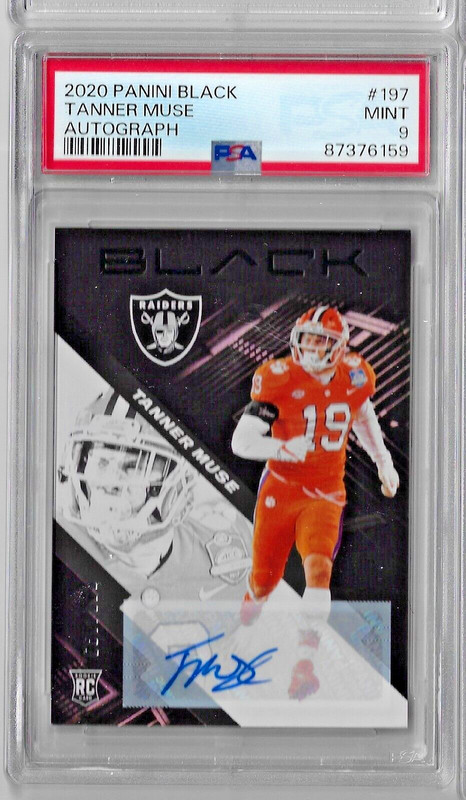 2020 Panini Black Football Rookie #197 Tanner Muse RC Auto PSA 9