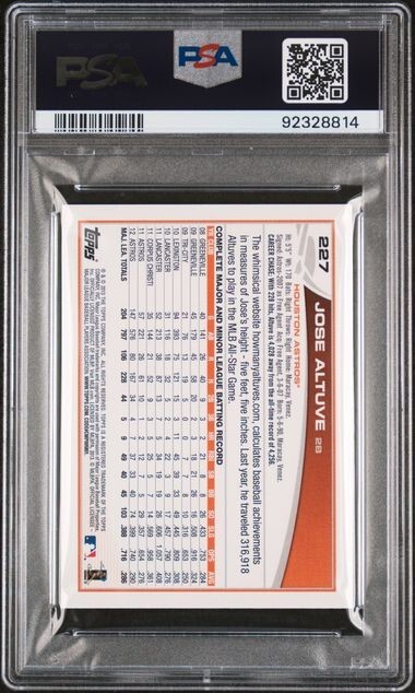 2013 JOSE ALTUVE Topps Mini #227 PSA 9 MINT view 2