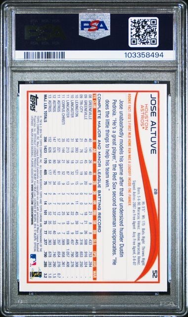 JOSE ALTUVE 2014 Topps Chrome #52 PSA 9 MINT QTY view 2