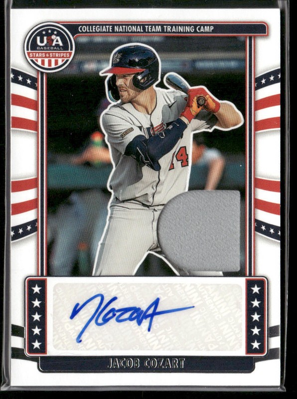 Jacob Cozart 2024 Panini Stars & Stripes USA Baseball Game Used Jersey Auto /199