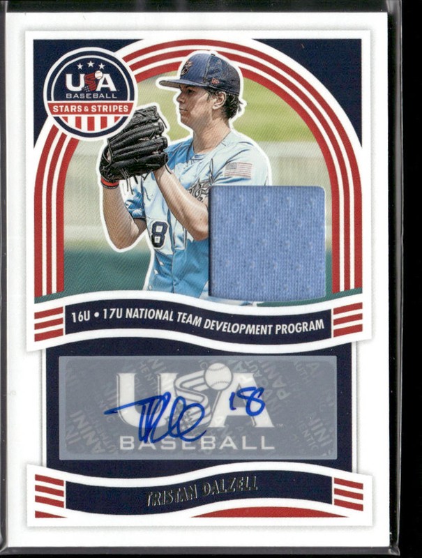 Tristan Dalzell 2024 Panini Stars & Stripes USA Baseball Game Used Jersey Auto