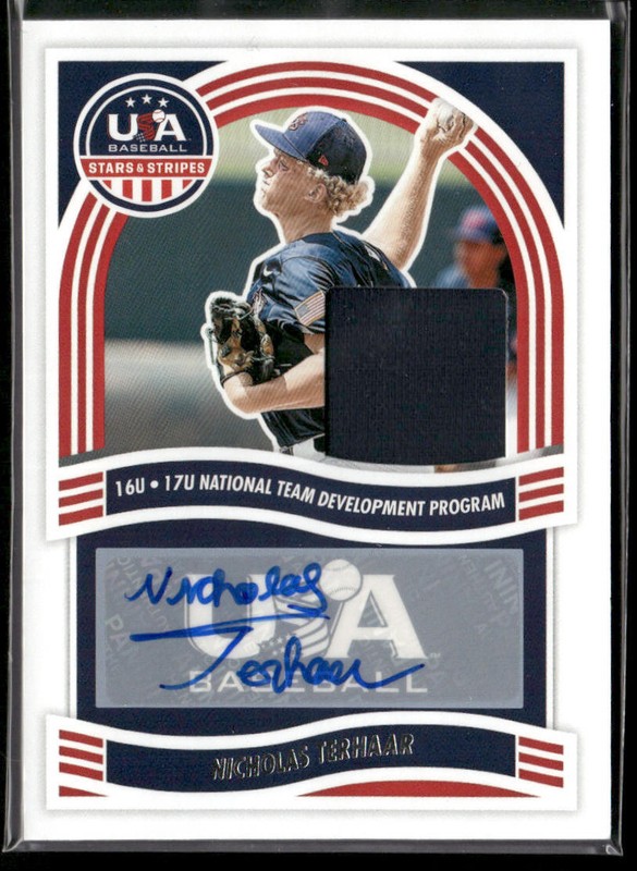 Nicholas Terhaar 2024 Panini Stars & Stripes USA Baseball Game Used Jersey Auto