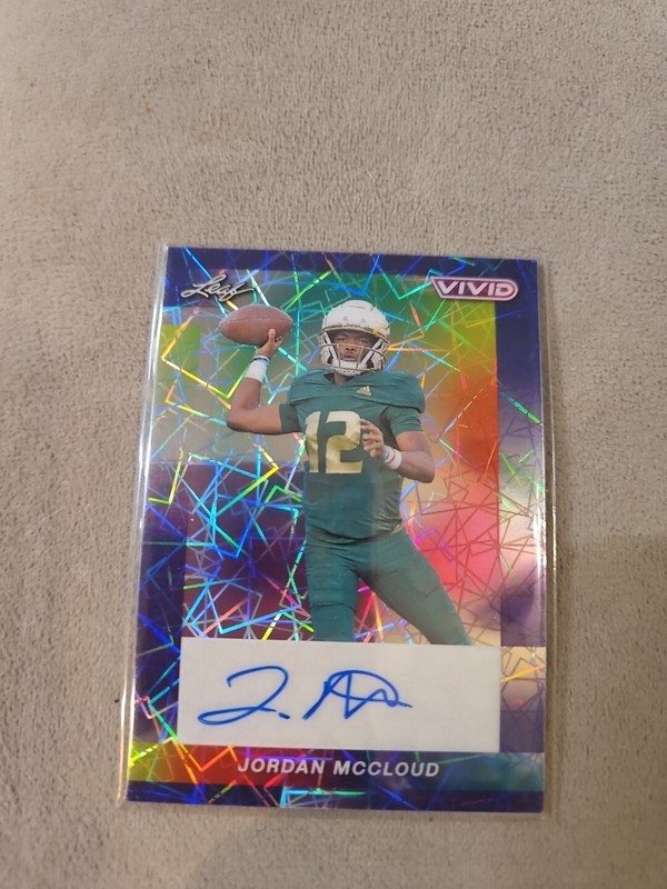 2024 Leaf Vivid Football Jordan McCloud Auto 1/1 Blue Laser 🔥 NFL PROSPECT MINT