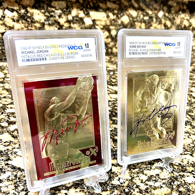 2 KOBE BRYANT & MICHAEL JORDAN FLEER Signature Graded GEM-MT 10 1996 ROOKIE LOT