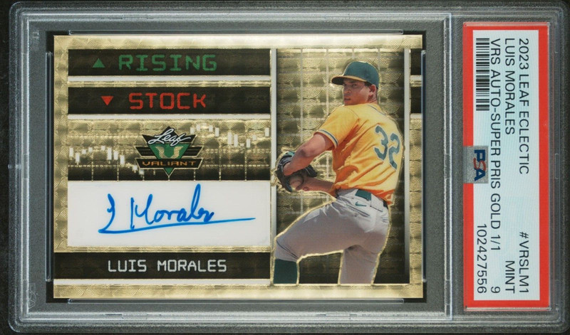 2023 LEAF ECLECTIC LUIS MORALES RISING STOCK AUTO #1/1 SUPER PRISTINE GOLD PSA 9 view 1