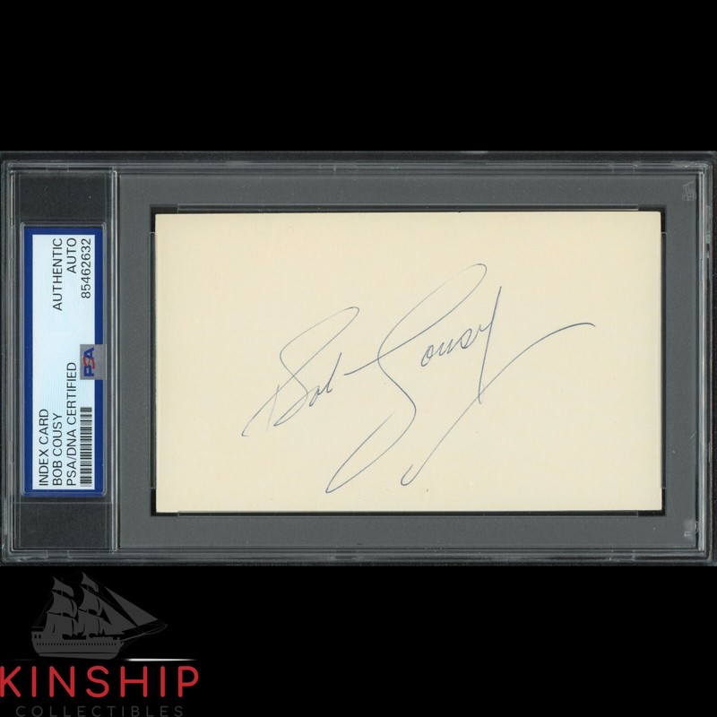 Bob Cousy signed 3x5 Index Card PSA DNA Slab Vintage Basketball Auto C4011