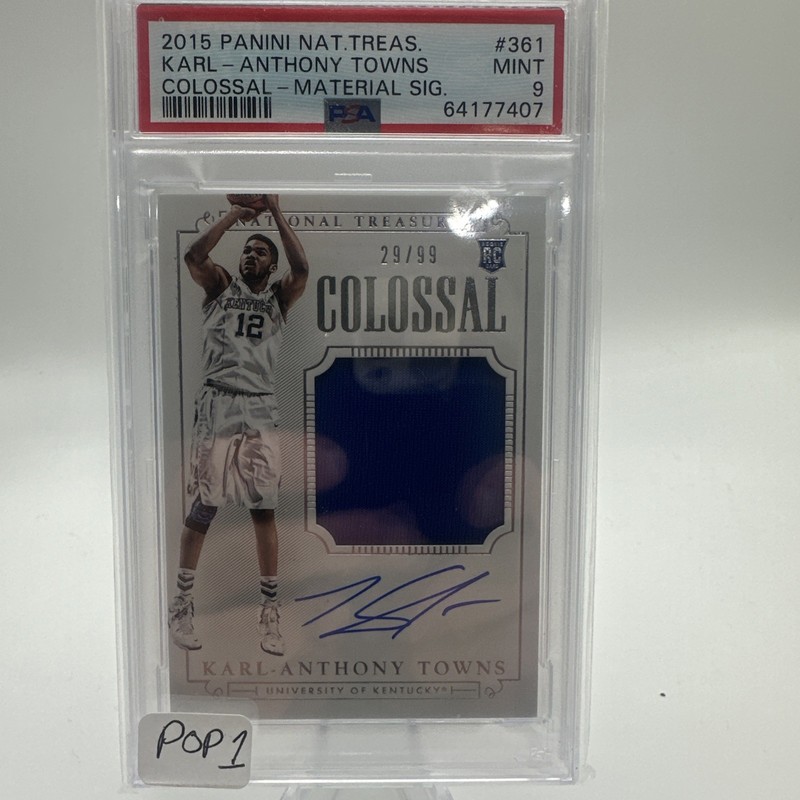 2015 National Treasures /99 Karl Anthony Towns Colossal Rookie Auto RPA - PSA 9