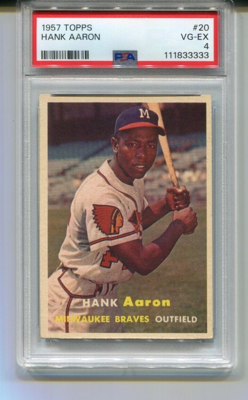 1957 Topps Hank Aaron Milwaukee Braves #20 PSA 4