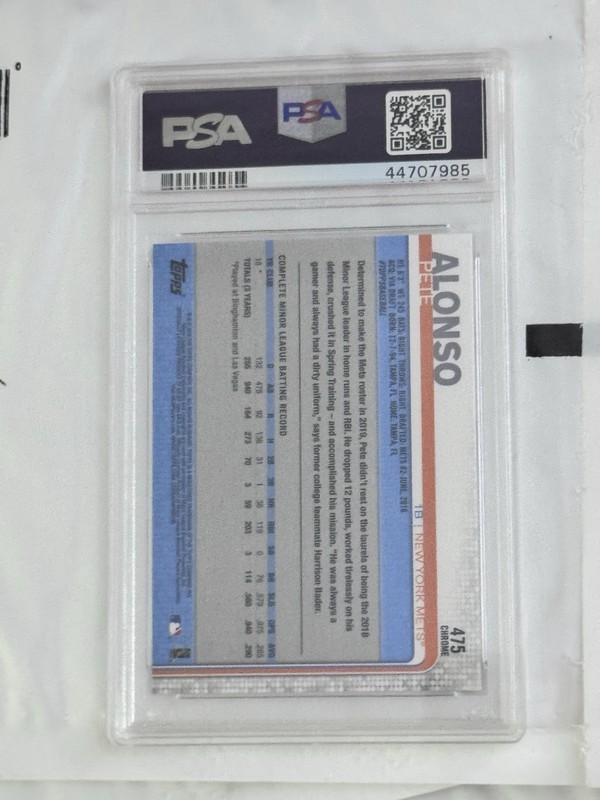 2019 Topps Complete Set Pete Alonso Chrome Rookie PSA 9 SP RC view 2