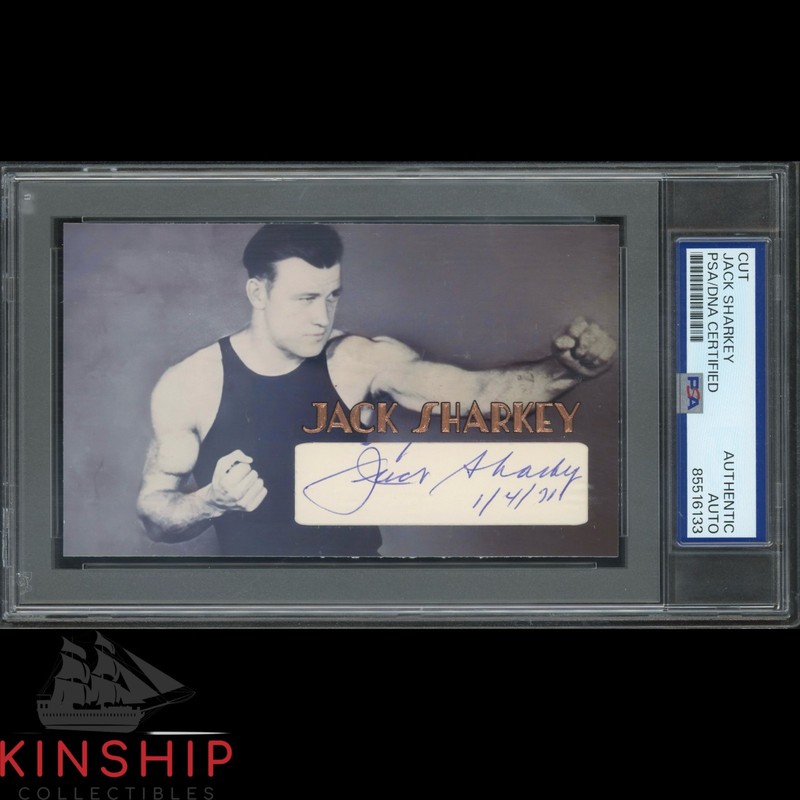 Jack Sharkey signed Cut 3x5 Custom Card PSA DNA Slab Rare Boxing Auto C4841