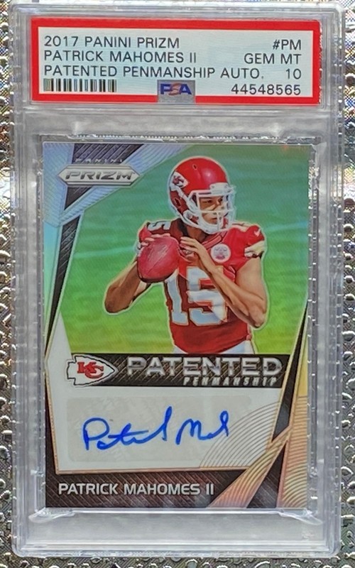 2017 Panini Prizm Patrick Mahomes Patented Penmanship /10 RC Auto PSA 10 POP 1!
