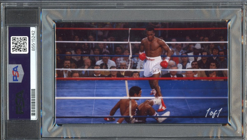 Sugar Ray Leonard signed Cut 3x5 Custom Card PSA DNA Slab Boxing Auto C4908 view 2