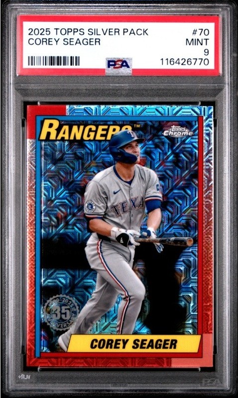 2025 Topps Chrome Silver Pack Mojo Corey Seager #70 PSA MINT 9 view 1