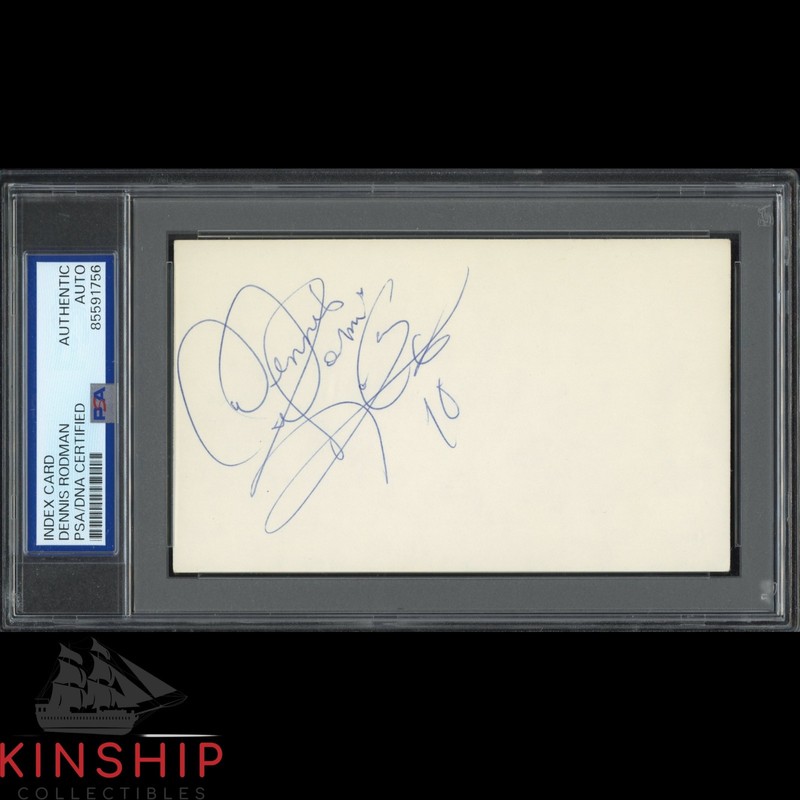 Dennis Rodman signed 3x5 Index Card PSA DNA Slab Vintage Basketball Auto C4934
