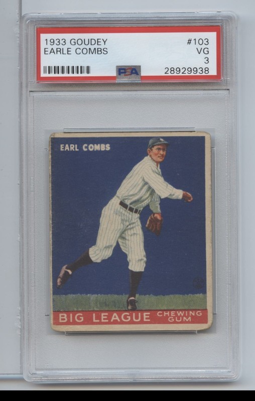 1933 Goudey Earle Combs #103 PSA 3
