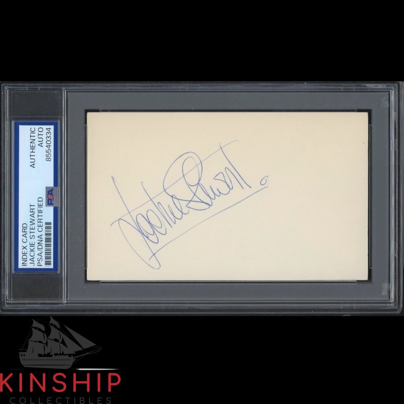 Jackie Stewart signed 3x5 Index Card PSA DNA Slab F1 Racing Auto Rare C5236