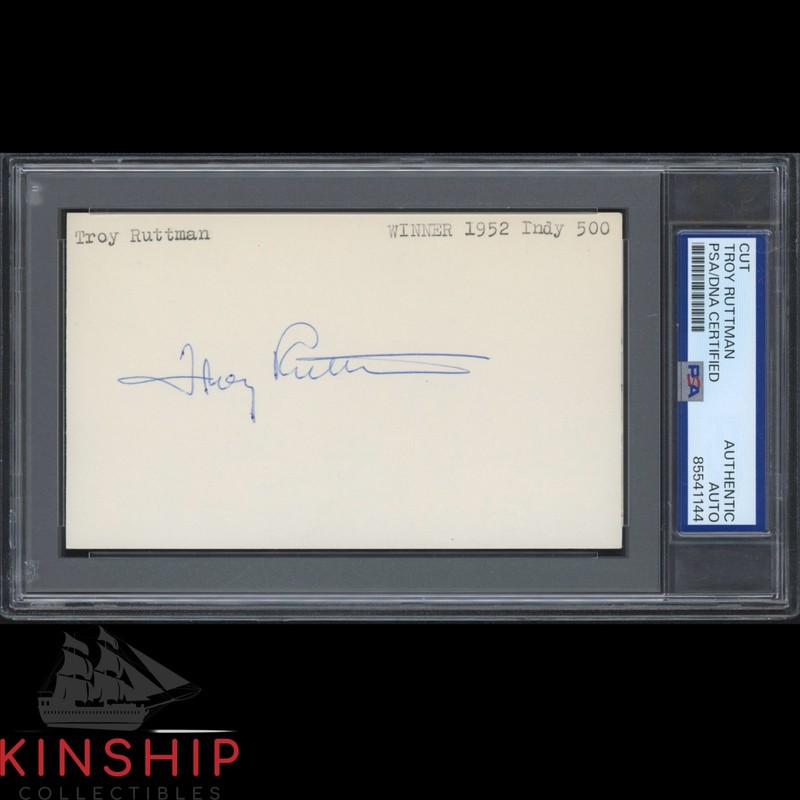 Troy Ruttman signed 3x5 Index Card PSA DNA Slab Indy 500 Racing Auto C5240