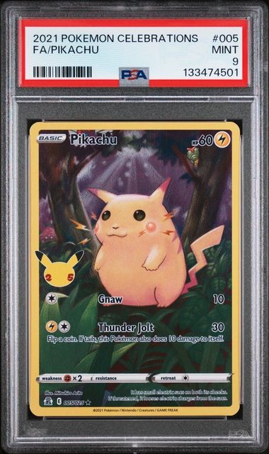 PSA 9 Pokémon TCG Pikachu 005/025 Full Art FA 2021 Celebrations 25th Anniversary