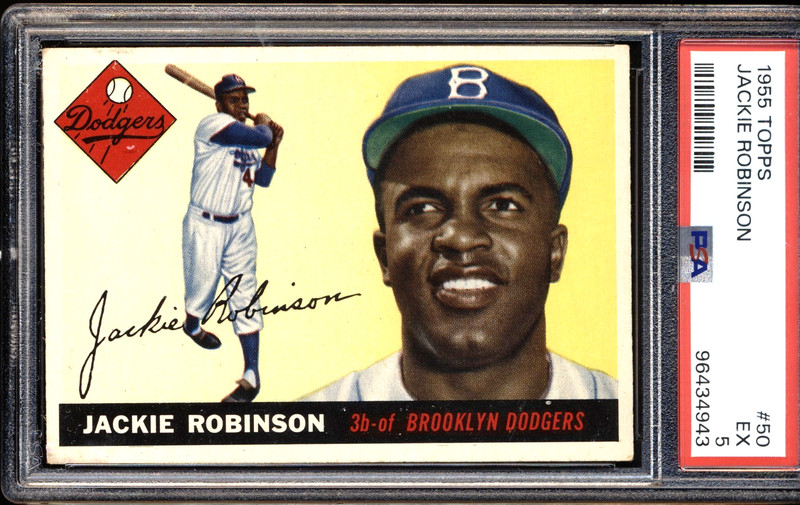 1955 Topps #50 Full Diamond Jackie Robinson Dodgers HOF PSA 5 CENTERED