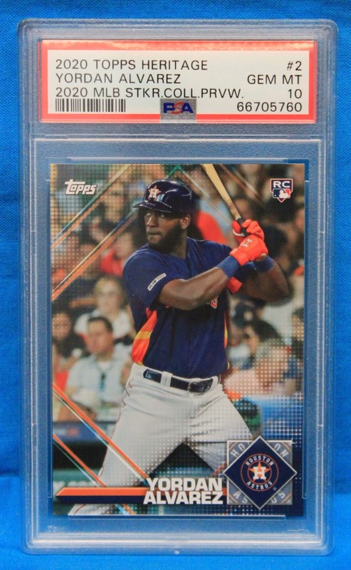 2020 TOPPS HERITAGE # 2 Yordan Alvarez RC PSA 10 GEM MT # 66705760  STICKER PREV