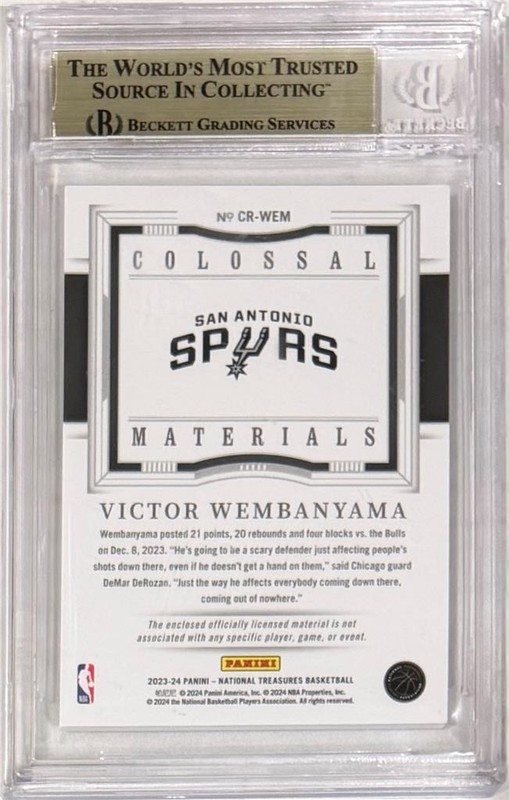 2023-24 Victor Wembanyama National Treasures Patch RC- BGS 9.5 Gem Mint... #3/24 view 2