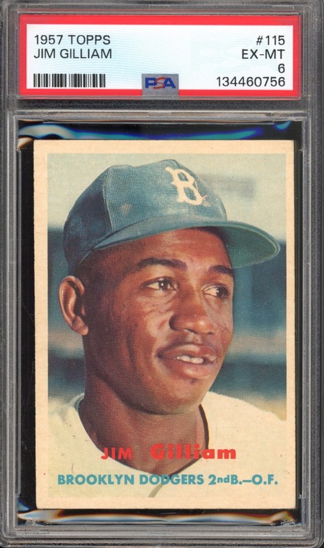 1957 Topps #115 Junior Jim Gilliam PSA 6 Vintage Baseball Card (0756)