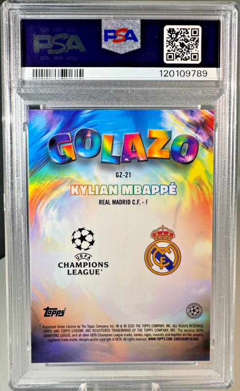 Kylian Mbappe 2024 Topps Chrome #GZ21 *Golazo* Refractor Madrid France PSA 10 view 2