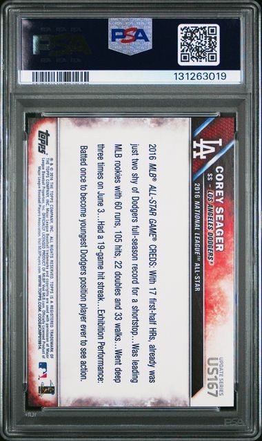 COREY SEAGER 2016 Topps UPDATE #US167 PSA 10 GEM MT view 2
