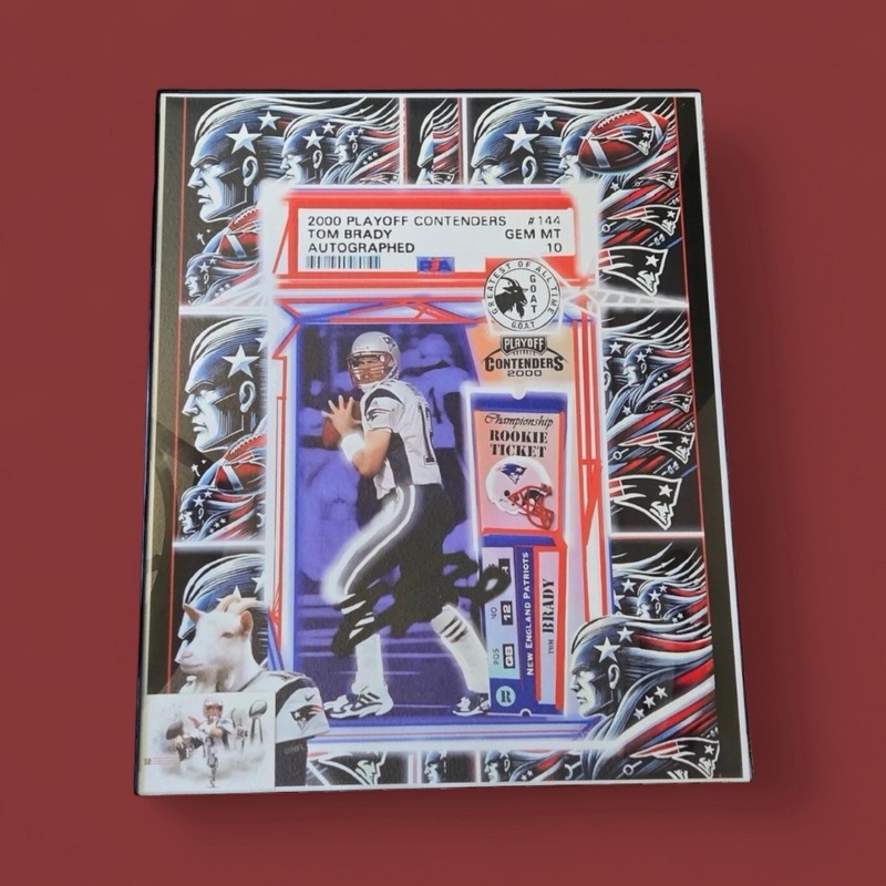 2000 Playoff Contenders Brady Rookie #144 Ultra-Rare GOAT Poster Framed + Card